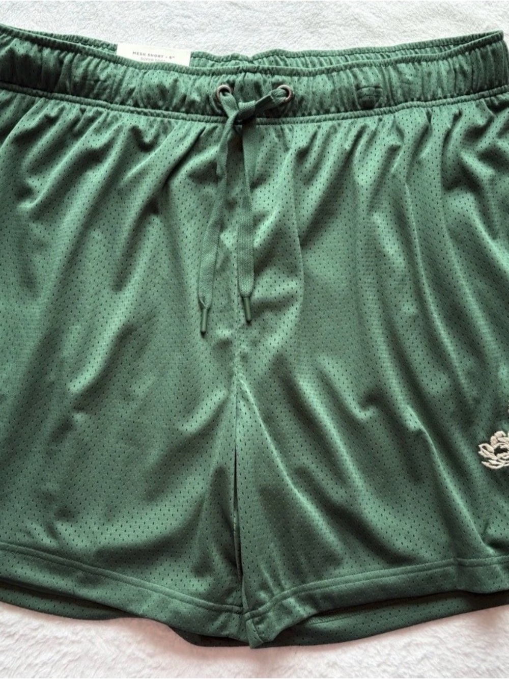 Men's Athletic Mesh Shorts in Forest Green - Drawstring Performance